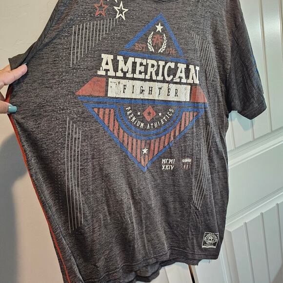 American Fighters Shirt Mens 3X Gray V-neck Short Sleeve MMA Streetwear Y2K - Picture 4 of 11
